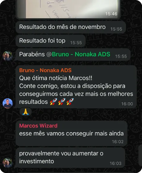 Print de resultado 2 enviado por cliente da Nonaka ADS
