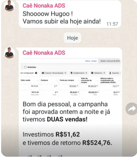 Print de resultado 7 enviado por cliente da Nonaka ADS