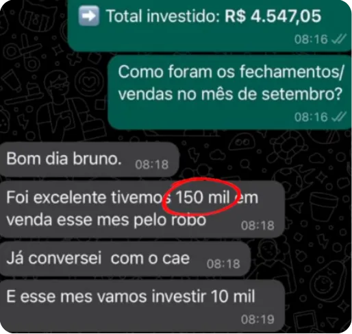 Print de resultado 14 enviado por cliente da Nonaka ADS