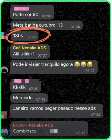 Print de resultado 18 enviado por cliente da Nonaka ADS