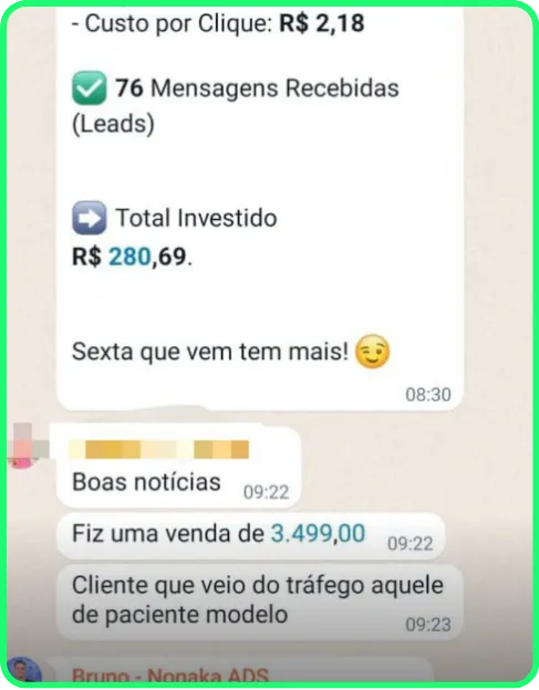 Print de resultado 31 enviado por cliente da Nonaka ADS