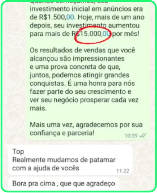 Print de resultado 32 enviado por cliente da Nonaka ADS