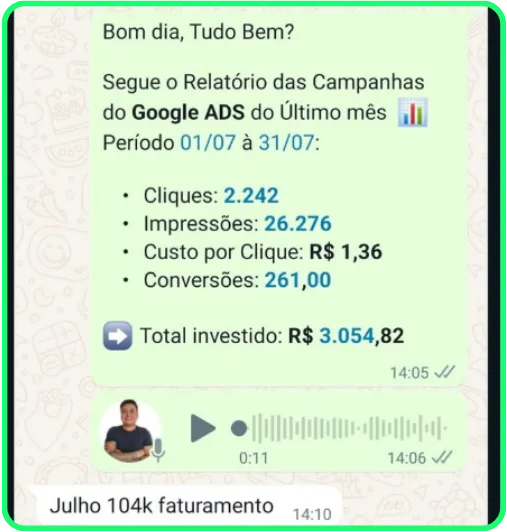 Print de resultado 36 enviado por cliente da Nonaka ADS